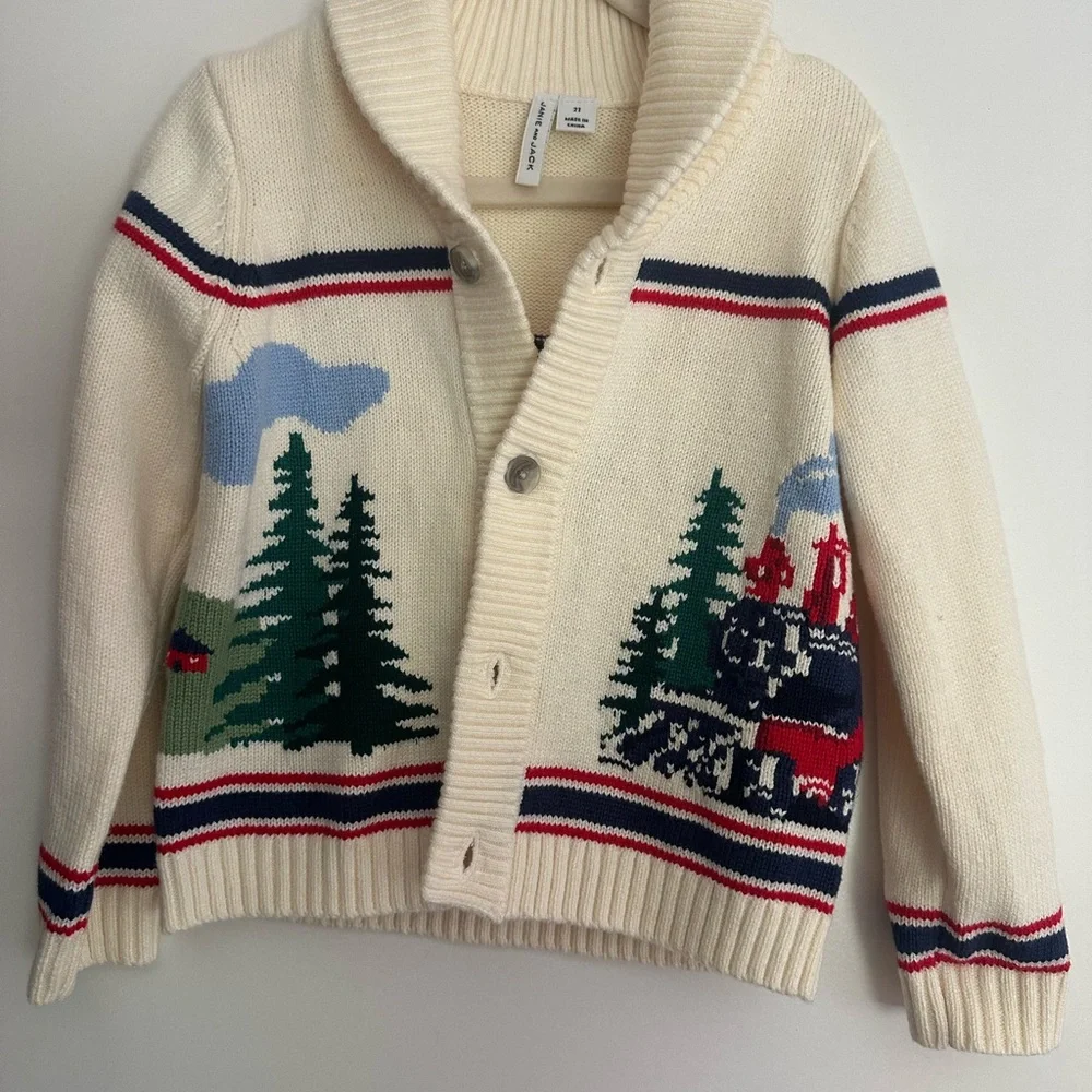 2T Janie & Jack train cardigan Christmas/holiday - Picture 3 of 3